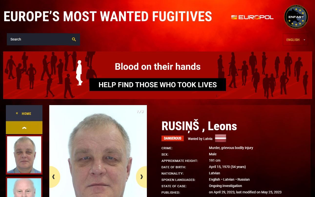Скриншот с сайта eumostwanted.eu